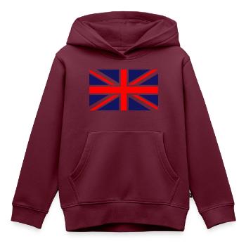 Großbritannien Flagge - Union Jack - Kinder Premium Organic Hoodie - Burgunderrot - Vorne - AI Model Kid Female (0cm)