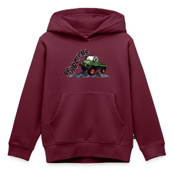 Bergziege - Unimog - Offroad - Oldtimer - Kinder Premium Organic Hoodie - Burgunderrot - Vorne - AI Model Kid Female (0cm)