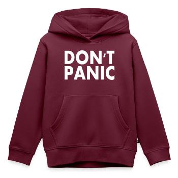 dont panic - Kinder Premium Organic Hoodie - Burgunderrot - Vorne - AI Model Kid Female (0cm)