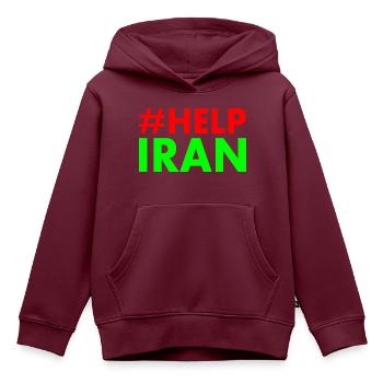 Help iran - Kinder Premium Organic Hoodie - Burgunderrot - Vorne - AI Model Kid Female (0cm)