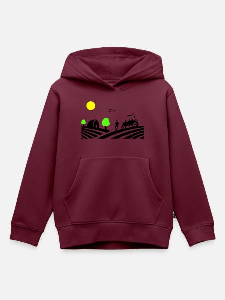 traktor farm - Kinder Premium Organic Hoodie - Burgunderrot