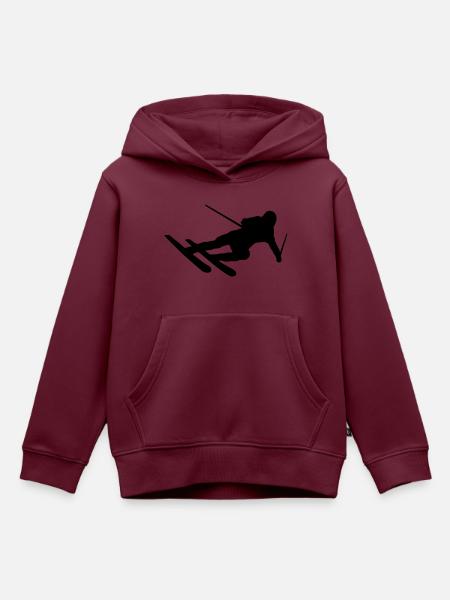 Skifahrer Abfahrt Berg ab - Kinder Premium Organic Hoodie - Burgunderrot