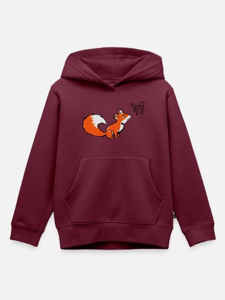 Fuchs klein süss schmetterling - Kinder Premium Organic Hoodie - Burgunderrot