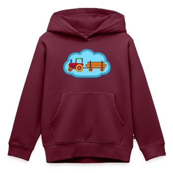 Roter Traktor / Traktor mit Hänger - Kinder Premium Organic Hoodie - Burgunderrot - Vorne - AI Model Kid Female (0cm)