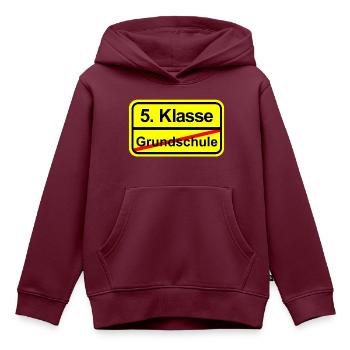 5. Klasse Schild Grundschule Schulwechsel - Kinder Premium Organic Hoodie - Burgunderrot - Vorne - AI Model Kid Female (0cm)