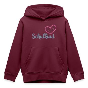 Schulkind - Kinder Premium Organic Hoodie - Burgunderrot - Vorne - AI Model Kid Female (0cm)