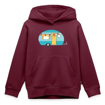 Wohnwagen Camping Lustiges - Kinder Premium Organic Hoodie - Burgunderrot - Vorne - AI Model Kid Female (0cm)