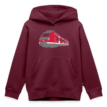 S-Bahn - Kinder Premium Organic Hoodie - Burgunderrot - Vorne - AI Model Kid Female (0cm)