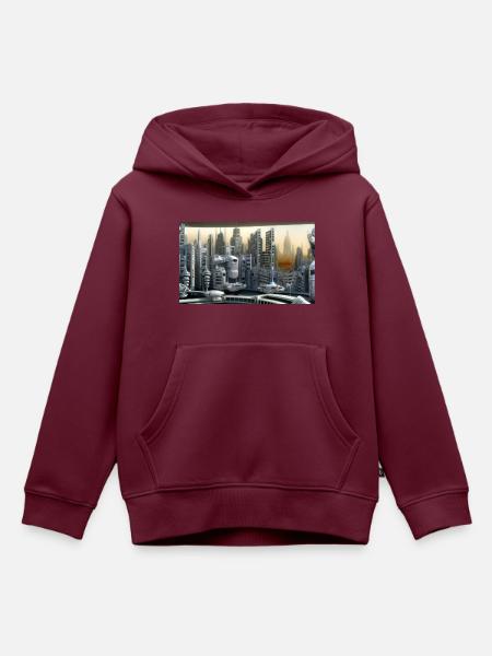 Stadt der Zukunft - Kinder Premium Organic Hoodie - Burgunderrot