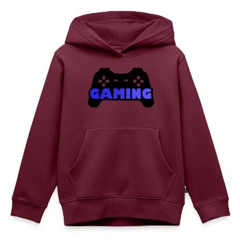 Blauer Joystick Gaming - Kinder Premium Organic Hoodie - Burgunderrot - Vorne - AI Model Kid Female (0cm)