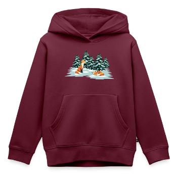 Füchse im Wald - Kinder Premium Organic Hoodie - Burgunderrot - Vorne - AI Model Kid Female (0cm)