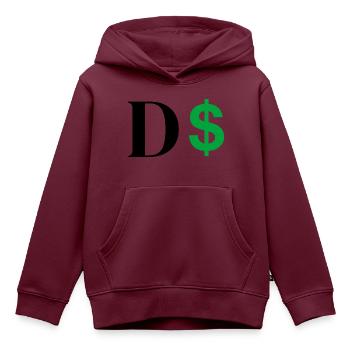 Dollar-Buchstabe - Kinder Premium Organic Hoodie - Burgunderrot - Vorne - AI Model Kid Female (0cm)
