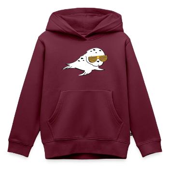 Robbe mit Shutter Shades - Kinder Premium Organic Hoodie - Burgunderrot - Vorne - AI Model Kid Female (0cm)