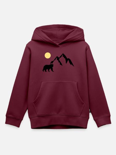 mountain bär - Kinder Premium Organic Hoodie - Burgunderrot