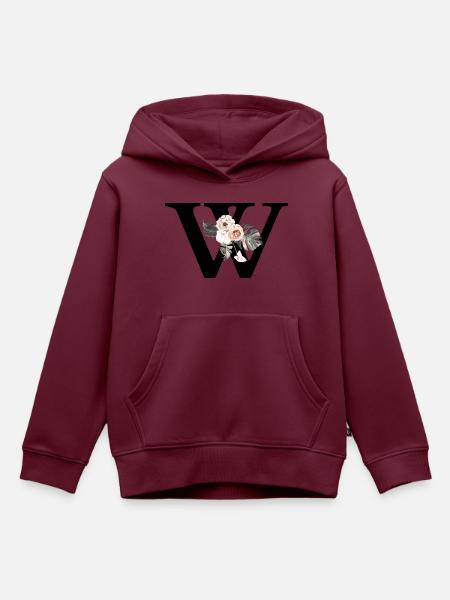 Tropischer Blumenbuchstabe - Kinder Premium Organic Hoodie - Burgunderrot