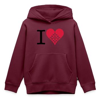 Ich liebe Okzitanisch 2C - Kinder Premium Organic Hoodie - Burgunderrot - Vorne - AI Model Kid Female (0cm)