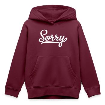sorry - Kinder Premium Organic Hoodie - Burgunderrot - Vorne - AI Model Kid Female (0cm)