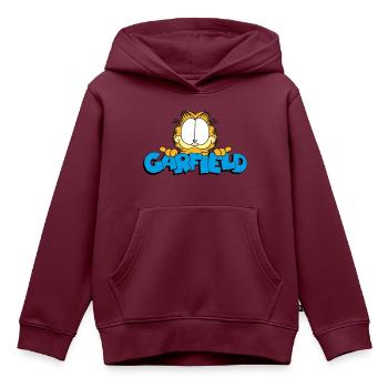Garfield Gesicht Logo - Kinder Premium Organic Hoodie - Burgunderrot - Vorne - AI Model Kid Female (0cm)