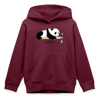 Fauler Panda. Fauler Tag - Kinder Premium Organic Hoodie - Burgunderrot - Vorne - AI Model Kid Female (0cm)