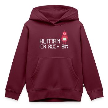 Mensch Roboter Android fühlt sich Menschlich - Kinder Premium Organic Hoodie - Burgunderrot - Vorne - AI Model Kid Female (0cm)