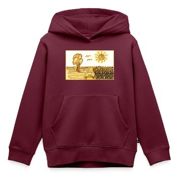Landschaft - Kinder Premium Organic Hoodie - Burgunderrot - Vorne - AI Model Kid Female (0cm)
