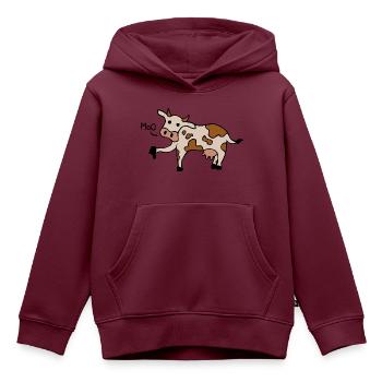 Muh / Buh-Kuh Daumen runter - Kinder Premium Organic Hoodie - Burgunderrot - Vorne - AI Model Kid Female (0cm)