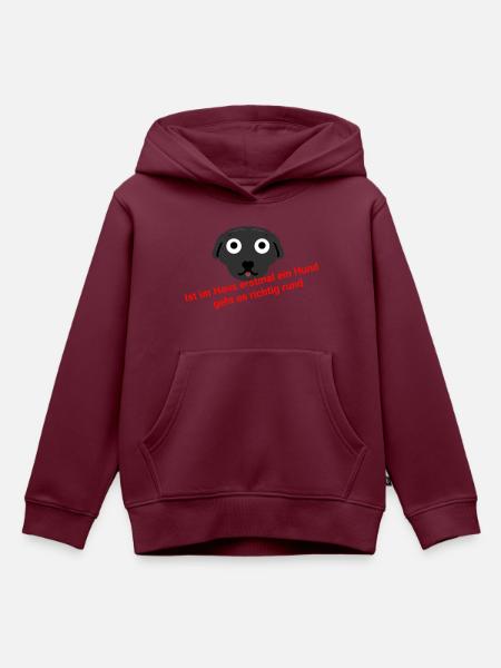 Lustiger Spruch Hund. - Kinder Premium Organic Hoodie - Burgunderrot