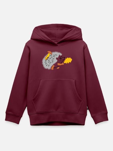 Igel auf einem Spaziergang - Kinder Premium Organic Hoodie - Burgunderrot