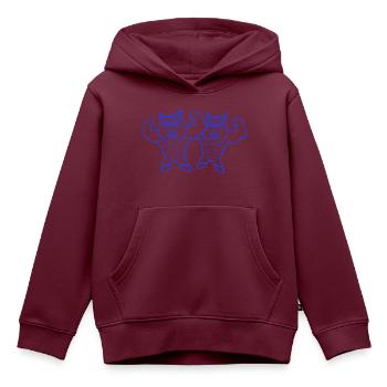 2 Eulen Bodybuilder Muskeln Bizeps Posen Gym Rat - Kinder Premium Organic Hoodie - Burgunderrot - Vorne - AI Model Kid Female (0cm)