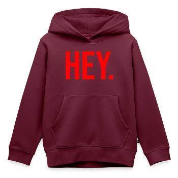 hey - Kinder Premium Organic Hoodie - Burgunderrot - Vorne - AI Model Kid Female (0cm)