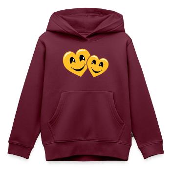 Herzende Herzen - Kinder Premium Organic Hoodie - Burgunderrot - Vorne - AI Model Kid Female (0cm)
