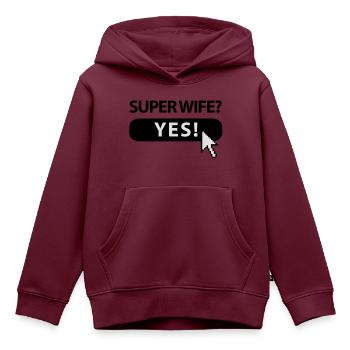 super_wife_button - Kinder Premium Organic Hoodie - Burgunderrot - Vorne - AI Model Kid Female (0cm)