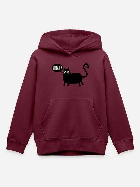Cat What Black Cat - Kinder Premium Organic Hoodie - Burgunderrot