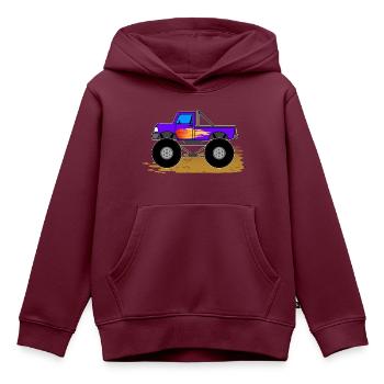 Cooler Monstertruck für Mädchen - Kinder Premium Organic Hoodie - Burgunderrot - Vorne - AI Model Kid Female (0cm)