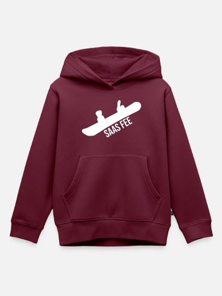 Saas Fee Fan - Kinder Premium Organic Hoodie - Burgunderrot