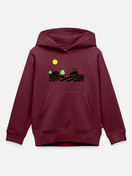 traktor farm - Kinder Premium Organic Hoodie - Burgunderrot