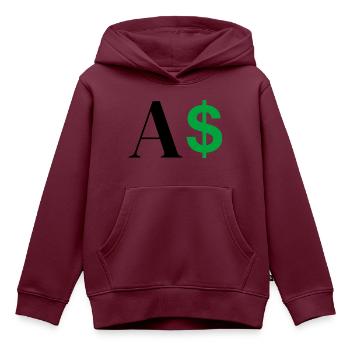 Dollar-Buchstabe - Kinder Premium Organic Hoodie - Burgunderrot - Vorne - AI Model Kid Female (0cm)