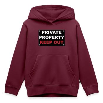 private property - Kinder Premium Organic Hoodie - Burgunderrot - Vorne - AI Model Kid Female (0cm)