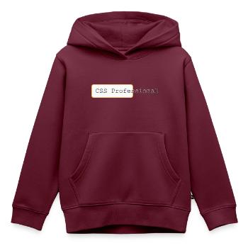 CSS Professional - Meister der Weblayouts - Kinder Premium Organic Hoodie - Burgunderrot - Vorne - AI Model Kid Female (0cm)