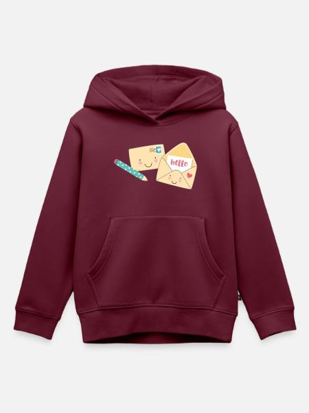 2 Briefe mit Stift - Kinder Premium Organic Hoodie - Burgunderrot