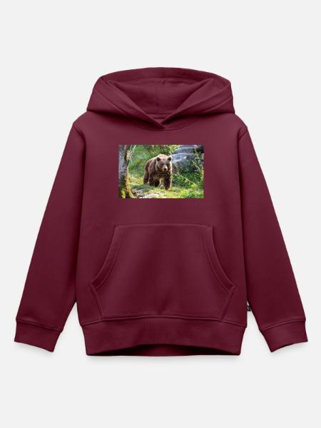 Braunbär - Kinder Premium Organic Hoodie - Burgunderrot