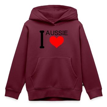 Ich liebe Aussie - ich liebe Aussie - Kinder Premium Organic Hoodie - Burgunderrot - Vorne - AI Model Kid Female (0cm)