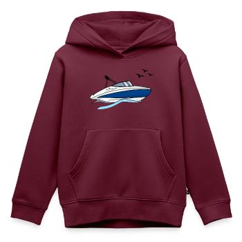 Motorboot - Kinder Premium Organic Hoodie - Burgunderrot - Vorne - AI Model Kid Female (0cm)