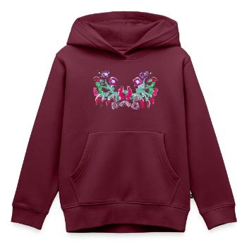 ungarische blumen,Ranke,floral,pink,Blumen - Kinder Premium Organic Hoodie - Burgunderrot - Vorne - AI Model Kid Female (0cm)