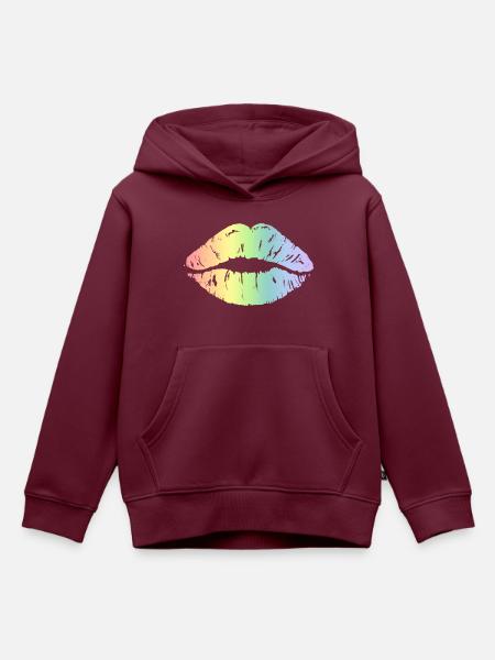 Lippen - Kinder Premium Organic Hoodie - Burgunderrot
