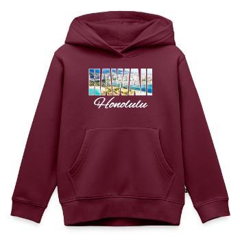 hawaii honolulu - Kinder Premium Organic Hoodie - Burgunderrot - Vorne - AI Model Kid Female (0cm)
