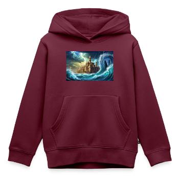 gruselige mythische Orte – Der Untergang von Atlantis - Kinder Premium Organic Hoodie - Burgunderrot - Vorne - AI Model Kid Female (0cm)