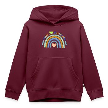 Erste Klasse - Kinder Premium Organic Hoodie - Burgunderrot - Vorne - AI Model Kid Female (0cm)
