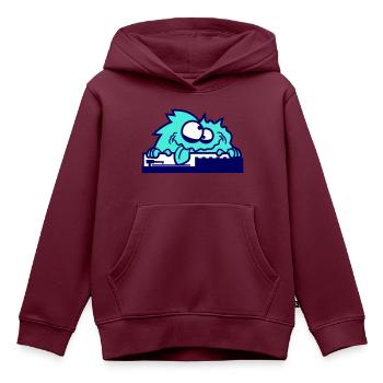 Haariges DJ Monster Horror Halloween Mischpult Fun - Kinder Premium Organic Hoodie - Burgunderrot - Vorne - AI Model Kid Female (0cm)