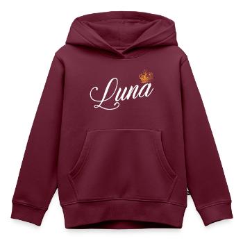 Luna Custom Name für Frauen Kinder Kleinkinder - Luna - Kinder Premium Organic Hoodie - Burgunderrot - Vorne - AI Model Kid Female (0cm)